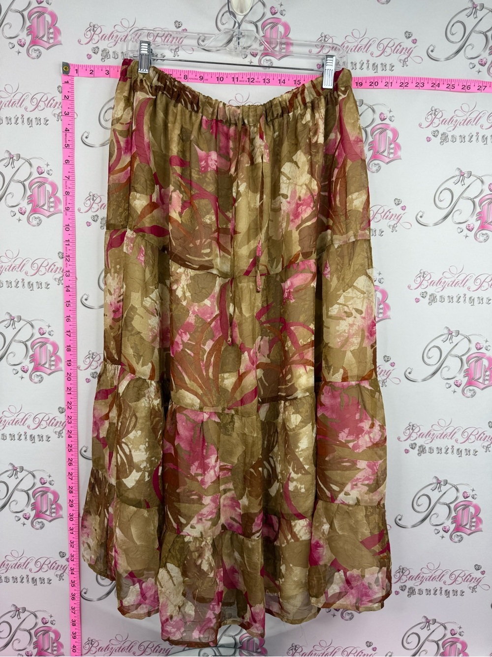 Alfred Dunner skirt ruffle tier Brown & Pink Tiered Midi Skirt